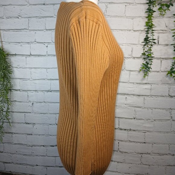 WOMENS R.Q.T. CAMEL COLORED RIBBED SWEATER, 3/4SLEEVE, SIZE XL - Picture 3 of 6